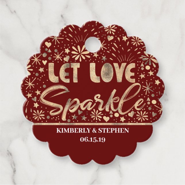 Étiquettes Cadeau Mariage Laisser Amour Sparkle Envoyer (Devant)