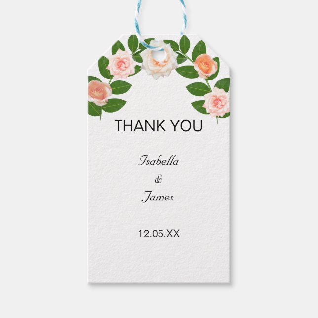 Étiquettes-cadeau Mariage Laurel & Rose Flowers (Devant)