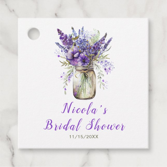 Étiquettes Cadeau Mariage Lavande dans un Pot Mason  (Devant)