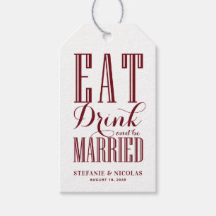 Étiquettes-cadeau Mariage Manger Boire et être Marié Burgundy