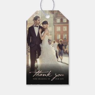Étiquettes-cadeau Mariage Merci manuscrit Script Photo Cadeau Tags