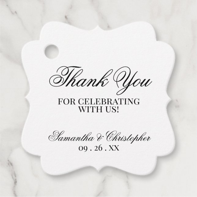 Étiquettes Cadeau Mariage Merci simple d'élégance (Devant)