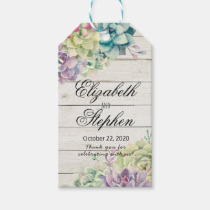 Étiquettes-cadeau Mariage Merci Tags cadeaux Succulents Bois rustiqu