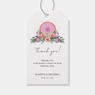 Étiquettes-cadeau Mariage métaphysique rose floral Mandala Crystals