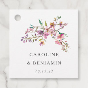 Étiquettes Cadeau Mariage minimaliste Boho rose Fleur sauvage person