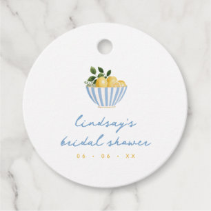 Étiquettes Cadeau Mariage minimaliste Citrons Bleu et Jaune