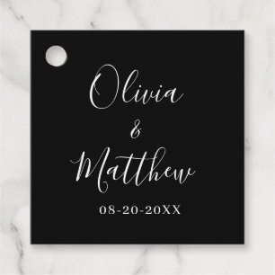 Étiquettes Cadeau Mariage minimaliste élégant noir classique