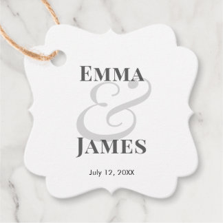 Étiquettes Cadeau Mariage Minimaliste Esperluette | avec Noms & Date