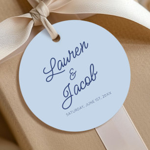 Étiquettes Cadeau Mariage Minimaliste Moderne Bleu