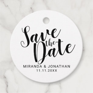 Étiquettes Cadeau Mariage minimaliste noir et blanc Enregistrer la d