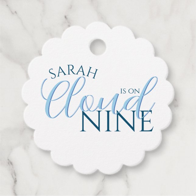 Étiquettes Cadeau Mariage moderne Cloud 9 typographie simple bridal  (Devant)