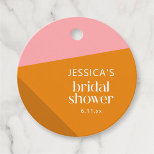 Étiquettes Cadeau Mariage moderne géométrique rose orange personnali