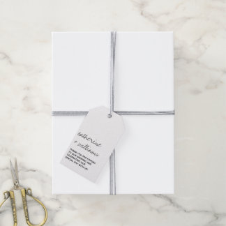 Étiquettes-cadeau Mariage Moderne Minimaliste Noir & Blanc Script