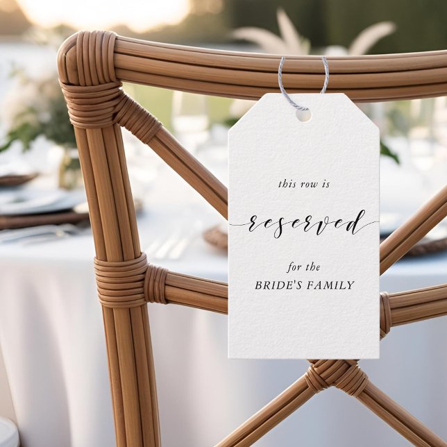 Étiquettes-cadeau Mariage moderne Réservé Chaise assise Tags (Créateur téléchargé)