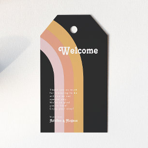Étiquettes-cadeau Mariage moderne Retro 70's Rainbow Dark Welcome