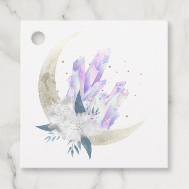 Étiquettes Cadeau Mariage mystique Boho Crystal Moon (Devant)