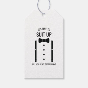 Étiquettes-cadeau Mariage noir Bow Cravate Groomsman Proposition