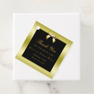 Étiquettes Cadeau Mariage Or Glamourueux Arc & Noir