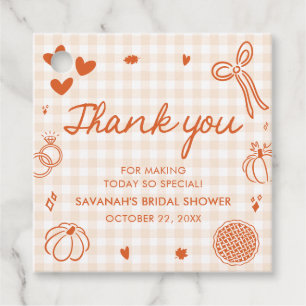 Étiquettes Cadeau Mariage Orange Dessiné à la Main Tomber en Amour E