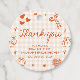 Étiquettes Cadeau Mariage Orange Dessiné à la Main Tombez Amoureux E