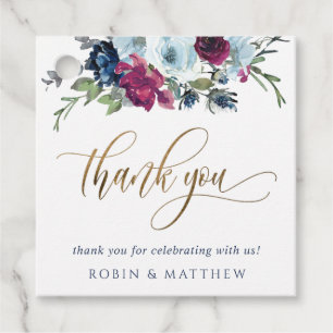 Étiquettes Cadeau Mariage (ou autre) Berry Blue et Bourgogne Floral