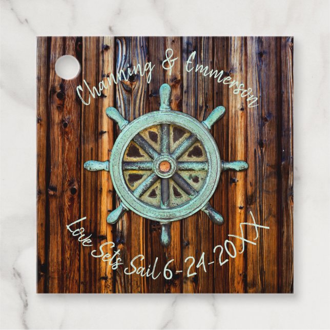 Étiquettes Cadeau Mariage ou Fiançailles nautique rustique (Devant)