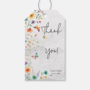 Étiquettes-cadeau Mariage Papillon Floral Aquarelle Coloré