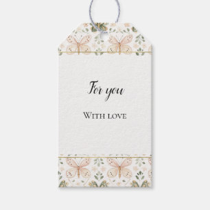 Étiquettes-cadeau Mariage Papillons Roses Verts  