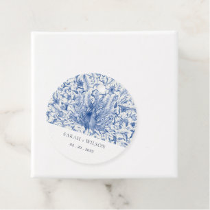 Étiquettes Cadeau Mariage Peacock couleur orange bleu encre