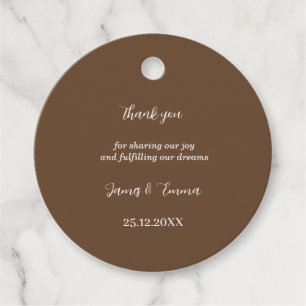 Étiquettes Cadeau Mariage personnalisé Brown simple