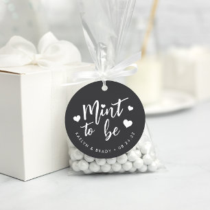 Étiquettes Cadeau Mariage personnalisé de la menthe noire et blanche