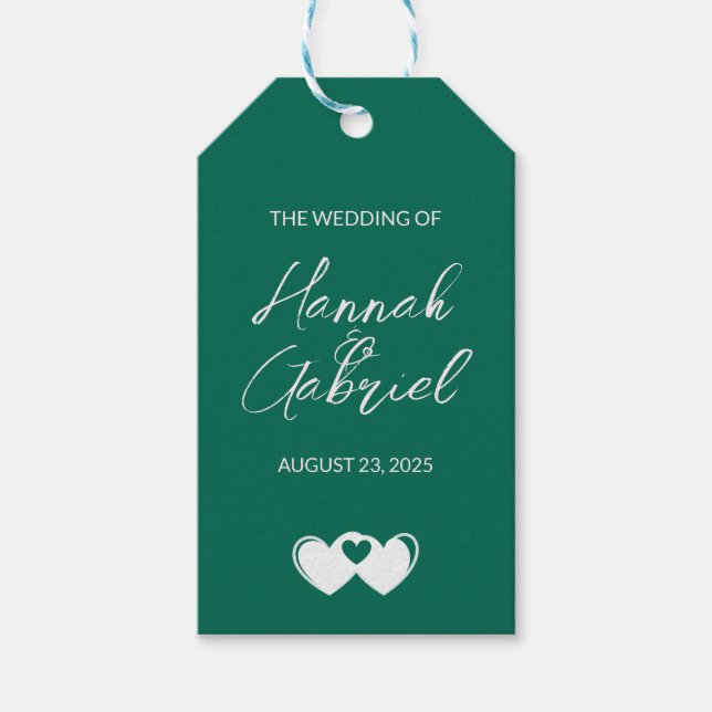 Étiquettes-cadeau Mariage personnalisé Emerald Green (Devant)