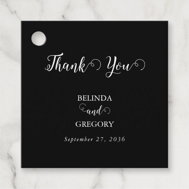 Étiquettes Cadeau Mariage photo moderne en noir et blanc (Devant)