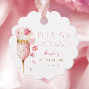 Étiquettes Cadeau Mariage Pink Petals Prosecco