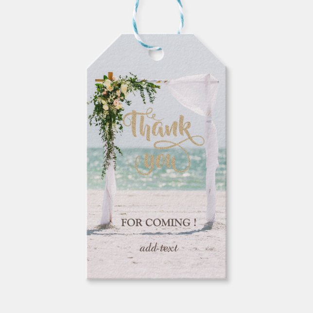 Étiquettes-cadeau Mariage plage Arbor Merci Floral (Devant)