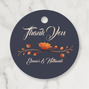 Étiquettes Cadeau Mariage Remerciement Floral 3D Gothique Élégant