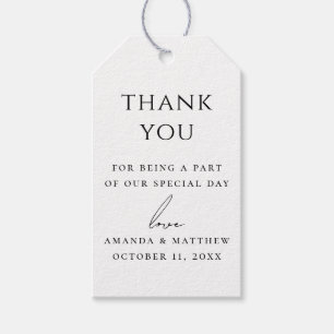 Étiquettes-cadeau Mariage Remerciements Élégant Minimaliste Favori