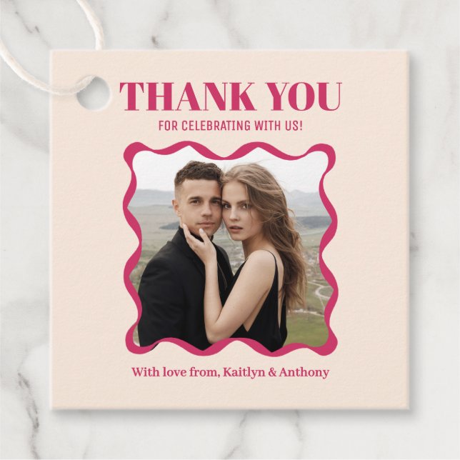 Étiquettes Cadeau Mariage rétro Coquette Bow (Devant)