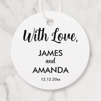 Étiquettes Cadeau Mariage romantique chic "Avec amour"