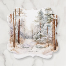 Mariage romantique de forêt d'hiver enneigée Favor