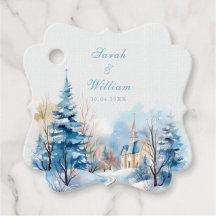 Mariage romantique d'église d'hiver enneigée Favor