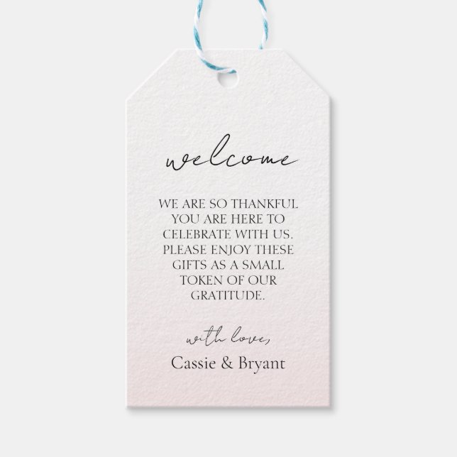 Étiquettes-cadeau Mariage romantique rose rose élégant Bienvenue (Devant)