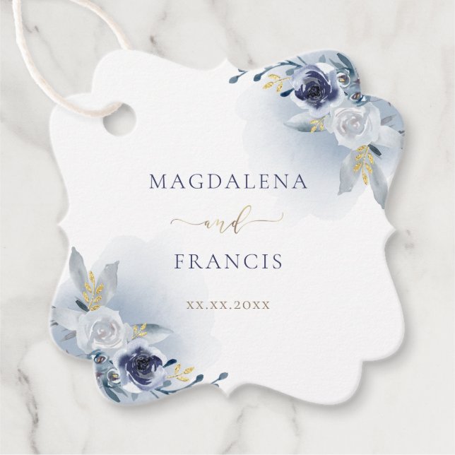 Étiquettes Cadeau mariage rose bleu (Devant)