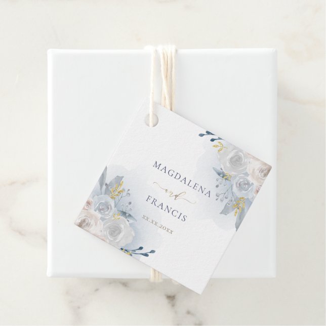 Étiquettes Cadeau mariage rose bleu pâle (En situation)