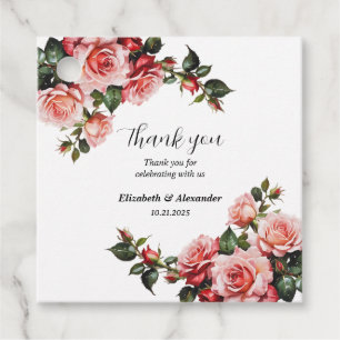 Étiquettes Cadeau Mariage rose et rouge foncé moody