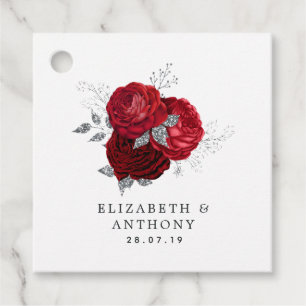 Étiquettes Cadeau Mariage Rose Vintage Parties scintillant rouge et 