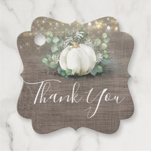 Étiquettes Cadeau Mariage rustique Citrouille blanc