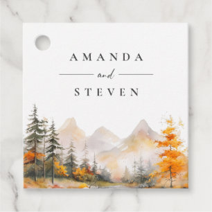 Étiquettes Cadeau Mariage rustique de montagne de forêt de pin en au