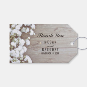 Étiquettes-cadeau Mariage rustique du souffle du bébé