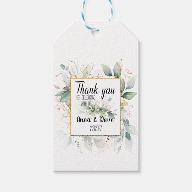 Étiquettes-cadeau Mariage Rustique Personnalisé Mariage Botanique Fa (Devant)